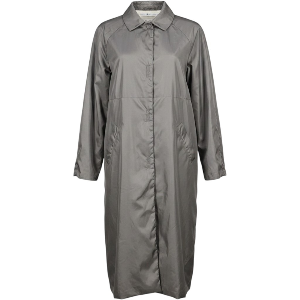 Vintage Tommy Hilfiger Trench Coat Rain Jacket Womens Large Gray Long Snaps 90's